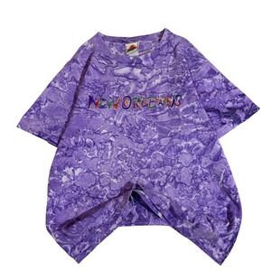 Vintage 90s New Orleans Tie Dye‎ Shirt Purple Embroidered Mens Small/Medium Vibe